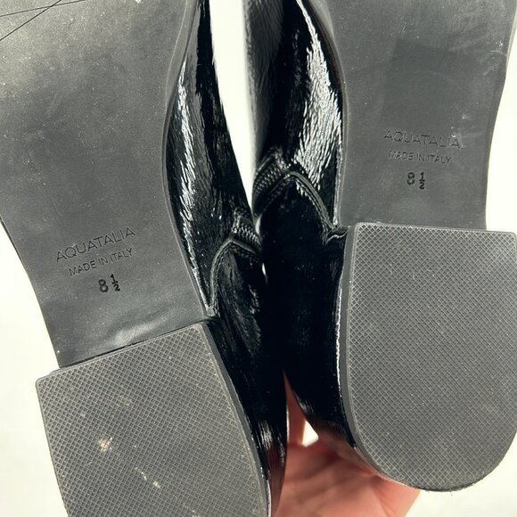 AQUATALIA Women's Black Ulysses Patent Leather Fall Ankle Booties Shoes Size 8.5 - Picture 9 of 10